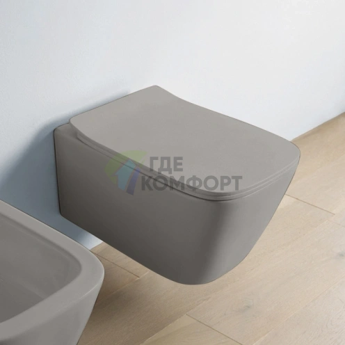 Подвесной унитаз Artceram A16 безободковый 52.5x36 см с креплением цвет Grigio Oliva (ASV003 15 00) - фото 1