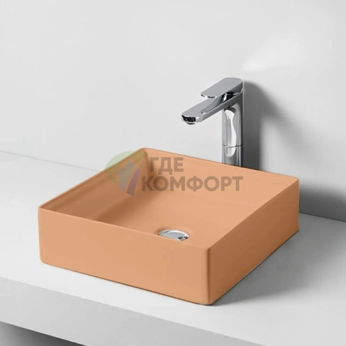 Раковина накладная Artceram Scalino 38x38 см без отверстия, цвет arancio cammeo (SCL001 13 00) - фото 1