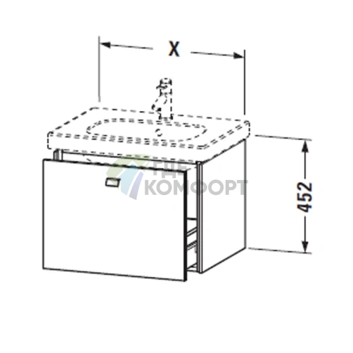 Тумба подвесная Duravit Brioso с выдвижным ящиком, белая матовая (BR404601818) - фото 2