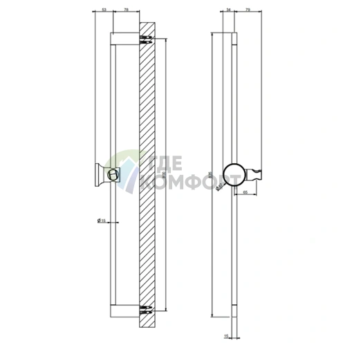 Душевая штанга GESSI ORIGINI 835 мм, цвет Finox Brushed Nickel (66144#149) - фото 2