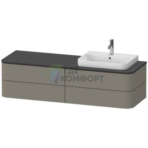 Столешница Duravit Happy D.2 Plus Graphite Supermat 1300x550мм для тумб серии HP с раковиной в комплекте (HP031HR8080) - фото 1