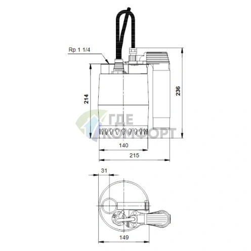 Дренажный насос Grundfos Unilift KP 250-AV1 - фото 4
