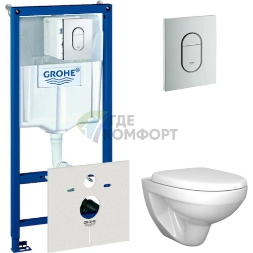 Комплект подвесного унитаза Sturm Wave с системой инсталляции Grohe Rapid SL 4 в 1 - фото 1