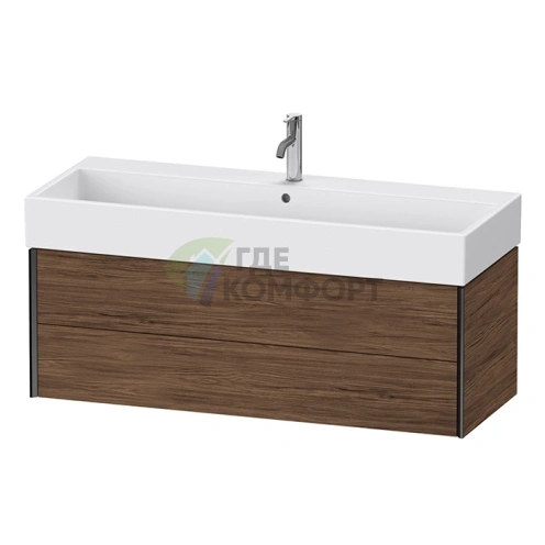 Тумба подвесная Duravit XViu для раковины 235012, 2 ящика, цвет walnut dark/черный матовый (XV43380B221) - фото 1