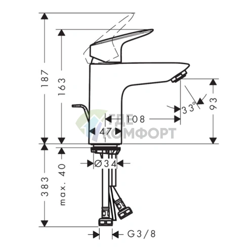 Смеситель для раковины Hansgrohe Logis 100 мм, хром (71100000) - фото 2