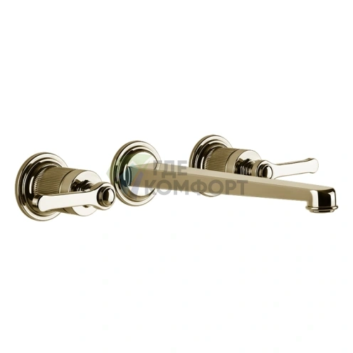 Смеситель для раковины GESSI VENTI20 настенный двухвентильный, цвет Brass PVD (65090#710) - фото 1