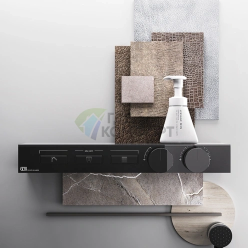 Термостат для душа Gessi Hi-Fi Black Metal PVD с подключением до 3 источников (63014#706) - фото 1
