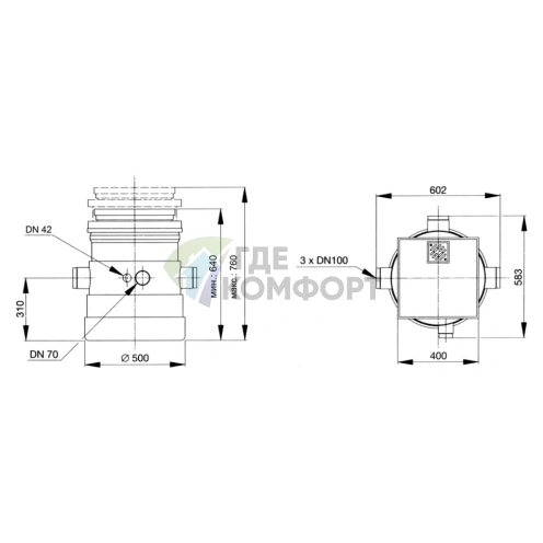 Накопительная емкость Grundfos LIFTAWAY B (для насосов AP12) - фото 2