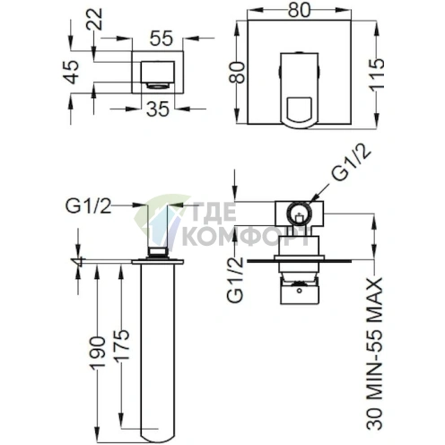 Смеситель для ванны Cezares Levico BLS1 01 Chrome с защитой от известкового налета - фото 2