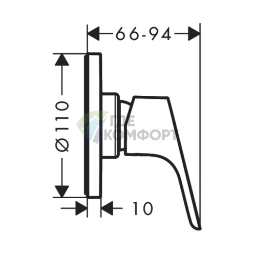 Смеситель для душа Hansgrohe Focus встраиваемый, на 1 источник, хром (31961000) - фото 2