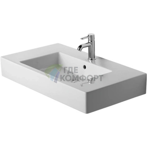 Раковина Duravit Vero для мебели, белая, 850x490 мм, с переливом и отверстием под смеситель (329850000) - фото 3