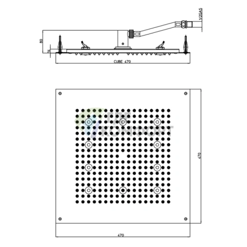 Верхний душ BOSSINI DREAM-CUBE 470x470 мм с LED-подсветкой и хромированным покрытием (H37453.030) - фото 2