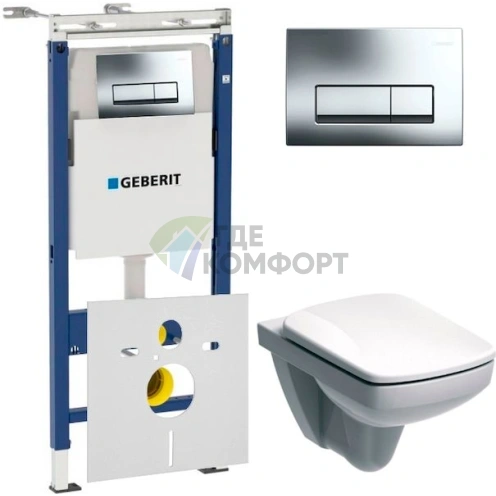 Комплект для скрытого монтажа: инсталляция Geberit 458.125.21.1 с чашей IFO Special и крышкой-сиденьем IFOl с микролифтом + шумоизоляция - фото 1