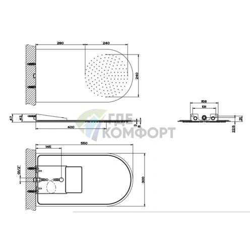 GESSI Tremillimetri Душевая головка настенная 300x550 мм Black Metal Brushed PVD (33071#707) - фото 2