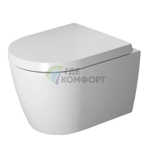 Унитаз подвесной Duravit ME by Starck Compact Rimless — вертикальный смыв без ободка, белый (2530090000) - фото 1
