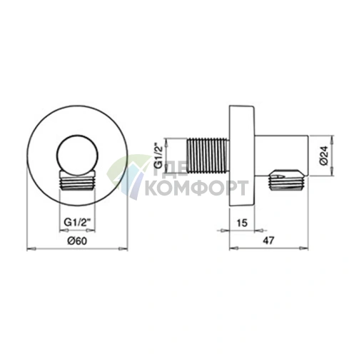 Душевое подключение Almar ROUND круглое хром (E095005.CR) - фото 2