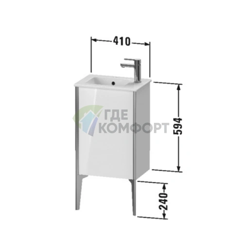 Тумба подвесная Duravit XViu для раковины 072343, цвет walnut dark/черный матовый (XV4480RB221) - фото 2