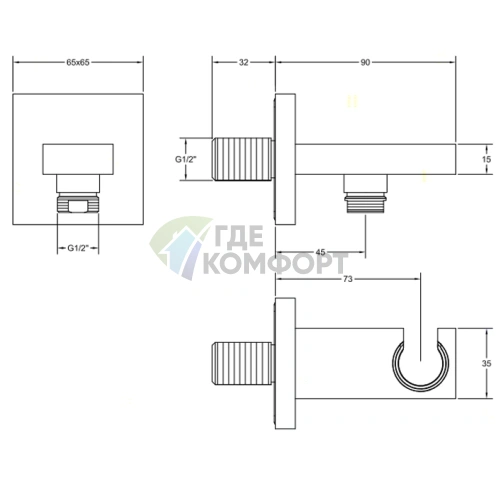 Держатель для душевой лейки Gessi Rettangolo в цвете хром (20161#031) - фото 2