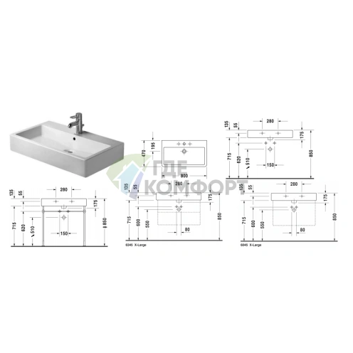 Раковина Duravit Vero 800 мм белая шлифованная без перелива (454800071) - фото 2
