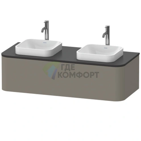 Подвесная тумба Duravit Happy D.2 Plus 354x1300x550 мм, 1 ящик, цвет Stone Grey Satin Matt (HP4943B9292) - фото 1