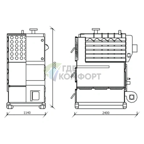 Твердотопливный напольный одноконтурный котел Kentatsu Furst Vulkan Max SR-400 - фото 2