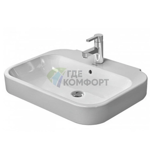 Раковина DURAVIT Happy D2 65х50 см белая с отверстием под смеситель (2316650000) - фото 3