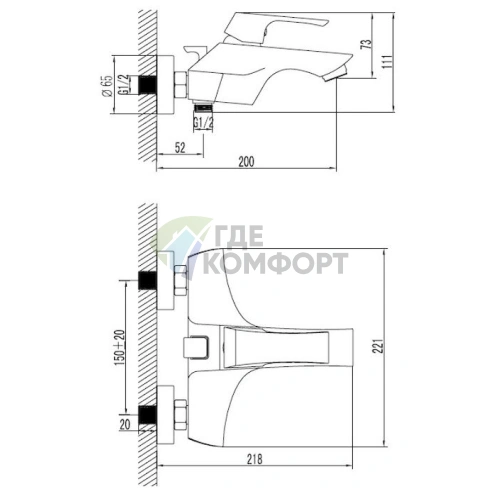 Смеситель для ванны с душем Lemark Unit LM4502C - фото 6
