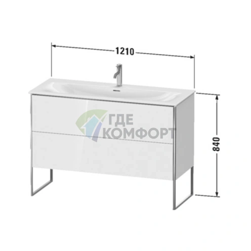 Напольная тумба Duravit XSquare под раковину с двумя ящиками, цвет Nordic White SaM (XS452603939) - фото 2