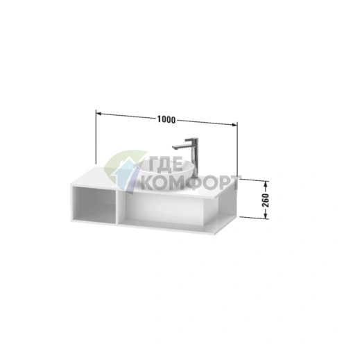 Тумбочка подвесная Duravit D-Neo Compact, 260x1000x480 мм, с открытым отделением, белая высокоглянцевая (DE493902222) - фото 2