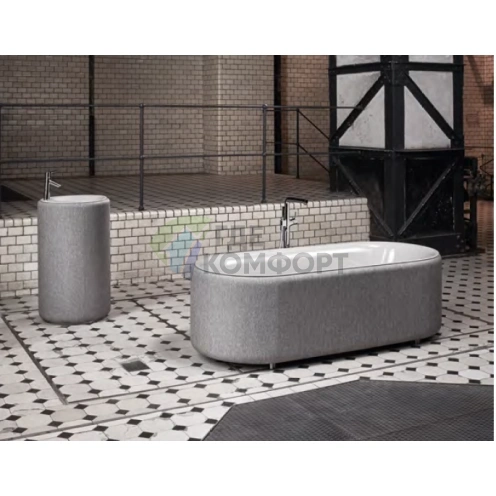 Раковина Bette Lux Oval Couture с текстильным подиумом 550x900 мм, 1 отверстие, цвет буро-серый (B805-852) - фото 6