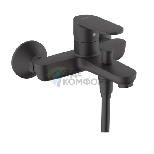 Настенный смеситель для ванны Hansgrohe Vernis Blend с душем, матовый черный (71440670) - фото 1
