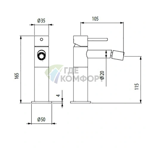 Однорычажный смеситель Bossini Inox для биде из сатинированной стали (INZ007.075) - фото 2