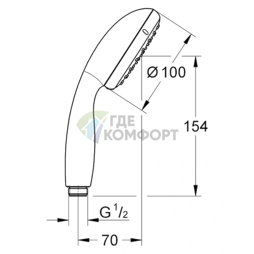 Комплект для ванной Grohe: смеситель Concetto 32211001 и душевая лейка Tempesta New 100 27597000 - фото 4