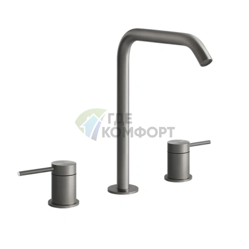 Смеситель для раковины GESSI 316 на 3 отверстия без донного клапана, сталь сатин (54011#239) - фото 1
