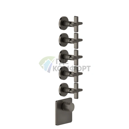 Термостатический смеситель GESSI INCOSO на 5 источников в цвете Nero XL (58350#299) - фото 1