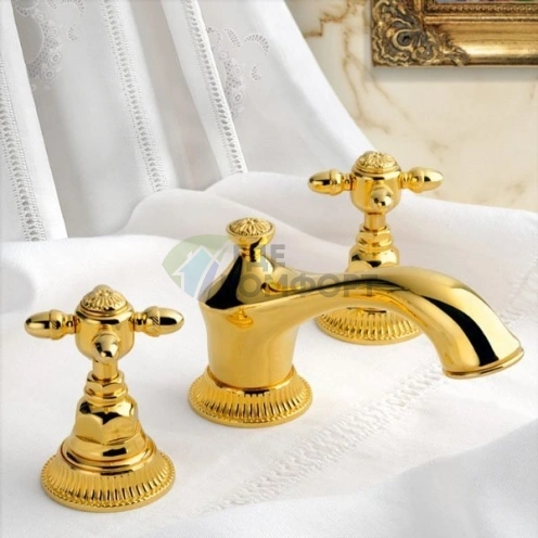 Смеситель для раковины Nicolazzi Impero: шикарный золотой трехдырчатый (1208GO36) - фото 1