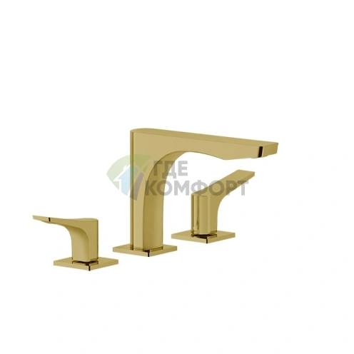 Смеситель для раковины GESSI Rilievo с тремя отверстиями, цвет Gold Brushed (59012#087) - фото 1