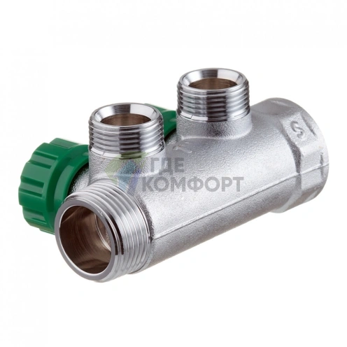 Коллектор Far (FK 3821 134) 1 ВР(г) х 2 выхода 3/4 НР(ш) ЕК х 1 НР(ш) регулируeмый (ФАР) - фото 4