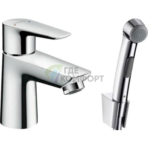 Смеситель для раковины Hansgrohe Talis E с гигиеническим душем и донным клапаном Push-Open - фото 1