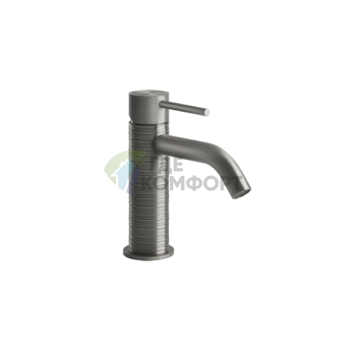 Смеситель для раковины GESSI 316 на 1 отверстие без донного клапана с изливом 123 мм в цвете steel brushed (54302#239) - фото 1