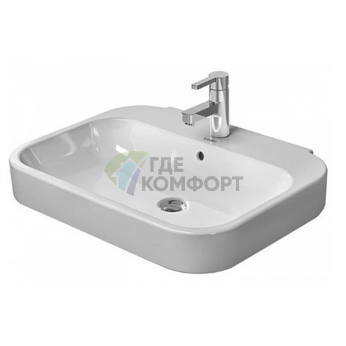 Раковина DURAVIT Happy D2 80x52,5 см с отверстием под смеситель и слив-переливом, белая (2316800000) - фото 3