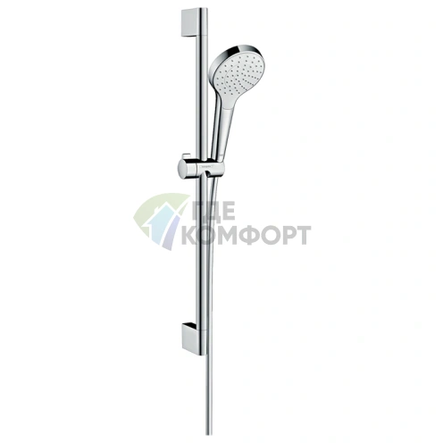 Душевой набор HG Croma Select S: штанга 650 мм, ручной душ 110 мм с функцией Rain, EcoSmart, цвет белый/хром (26565400) - фото 1