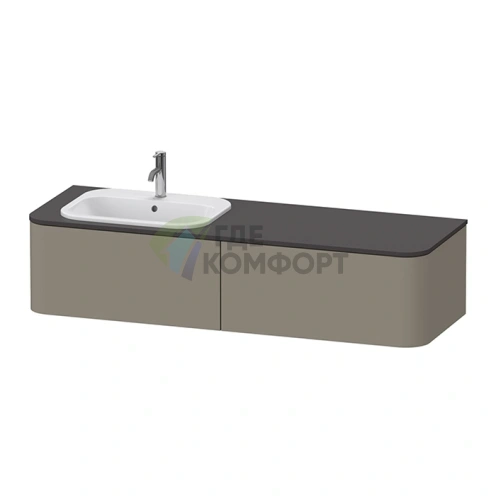 Подвесная тумба Duravit Happy D.2 Plus, 2 ящика, 354x1600x550 мм, цвет stone grey satin matt (HP4954L9292) - фото 1