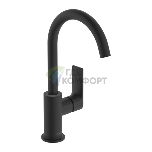 Смеситель для раковины Hansgrohe Rebris E 210 с поворотным изливом, матовый черный (72576670) - фото 1