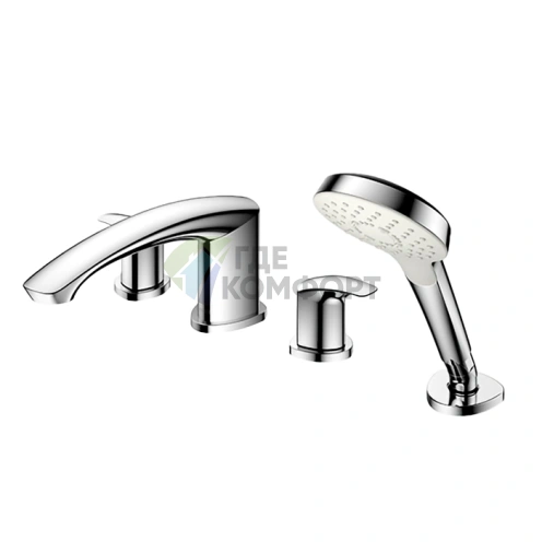 Смеситель для ванны TOTO GM с ручным душем, 4 отверстия, хром (TBG09202R) - фото 1