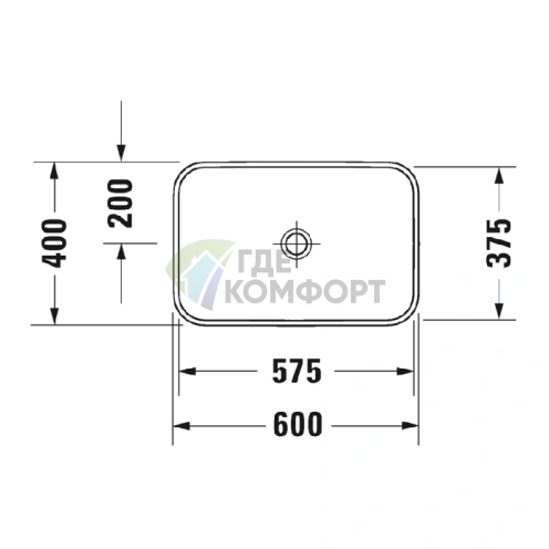 Раковина Duravit Happy D2 Plus 600x400 мм без перелива с керамической крышкой WonderGliss цвет Anthracite matt-белый (23596061001) - фото 2