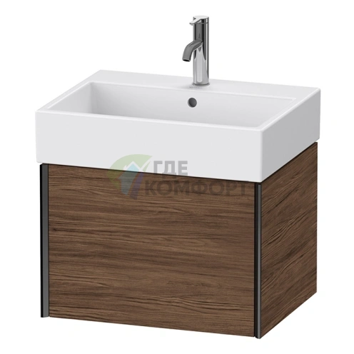 Подвесная тумба Duravit XViu с ящиком, цвет walnut dark/черный матовый (XV42340B221) - фото 1
