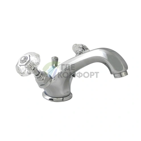 Смеситель для раковины Nicolazzi Teide с донным клапаном и хромированными ручками Crystal Handle (1932CR15) - фото 1