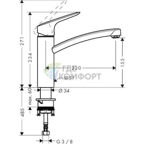Смеситель для кухни Hansgrohe Logis 71832000 — немецкое качество и элегантный дизайн - фото 2
