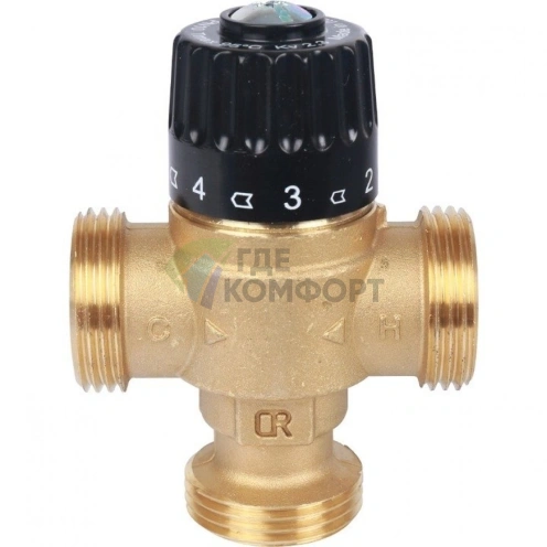 Клапан термостатический смесительный НР 1, 30-65С, KV 2.3, центральное смешивание Stout - фото 3